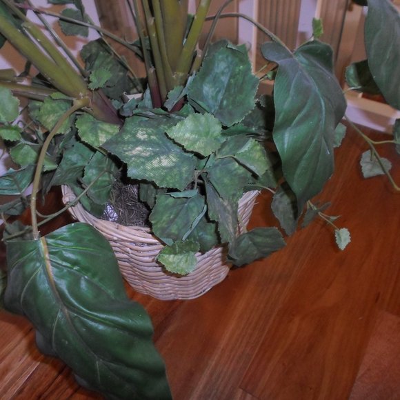 Fabric Foliage Arrangement in a Basket Planter - Picture 6 of 8